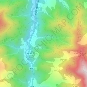 Carte topographique Sierra Olage, altitude, relief