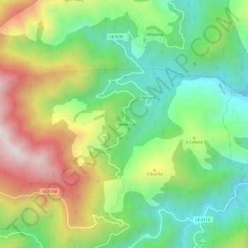 Carte topographique Moldes, altitude, relief