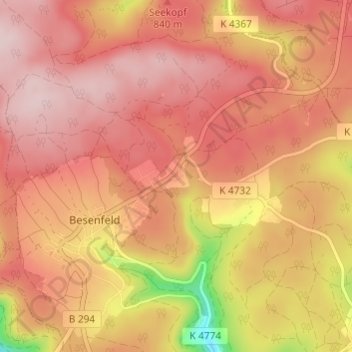 Carte topographique Urnagold, altitude, relief