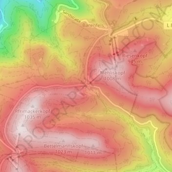 Carte topographique Hundseck, altitude, relief