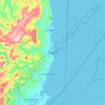 Carte topographique Danao, altitude, relief