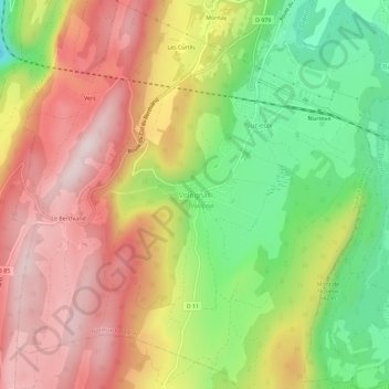 Carte topographique Volognat, altitude, relief