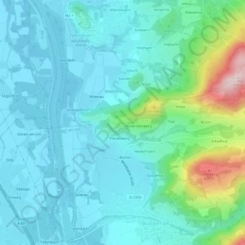 Carte topographique Vordersteinberg, altitude, relief