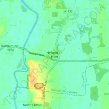 Carte topographique Newton on Trent, altitude, relief