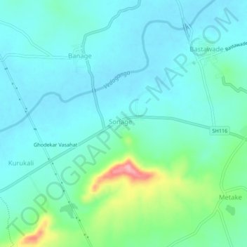 Carte topographique Murgud, altitude, relief