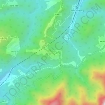 Carte topographique Jatinga, altitude, relief