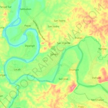 Carte topographique Jones, altitude, relief