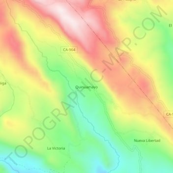 Carte topographique Quinuamayo, altitude, relief