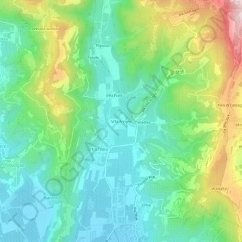 Carte topographique Villa Arrighi, altitude, relief