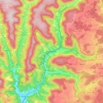 Carte topographique Alpirsbach, altitude, relief