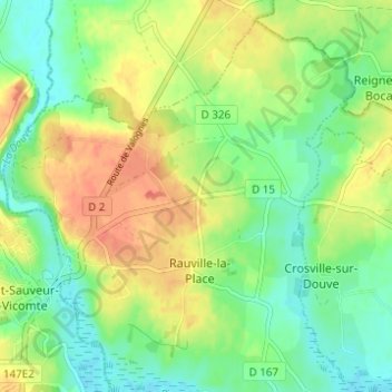 Carte topographique Le Ligue, altitude, relief