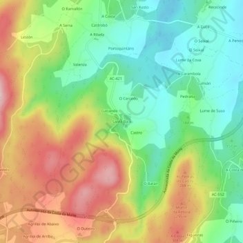 Carte topographique Santa Baia, altitude, relief