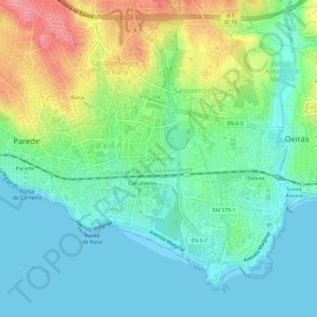 Carte topographique Carcavelos, altitude, relief