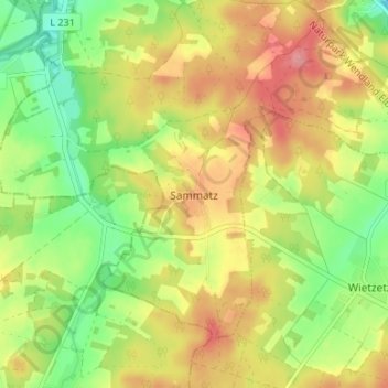 Carte topographique Sammatz, altitude, relief