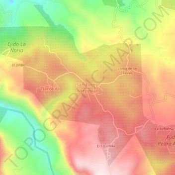 Carte topographique San Pedro Altepepan, altitude, relief