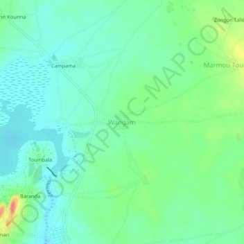 Carte topographique Wangam, altitude, relief
