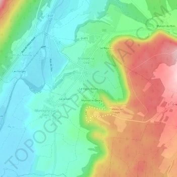 Carte topographique Le Vieux Bourg, altitude, relief