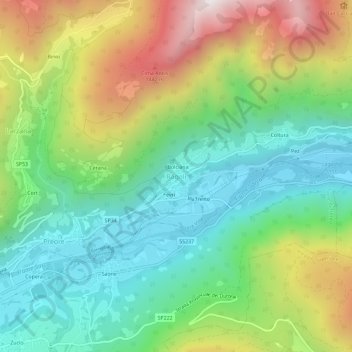 Carte topographique Ragoli, altitude, relief