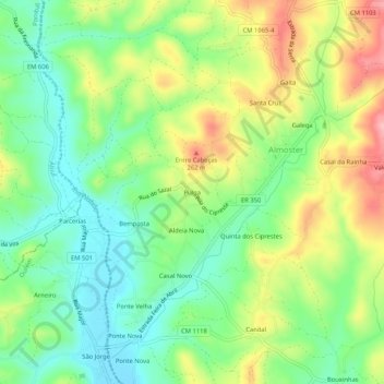 Carte topographique Pulga, altitude, relief