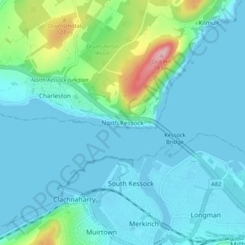 Carte topographique North Kessock, altitude, relief