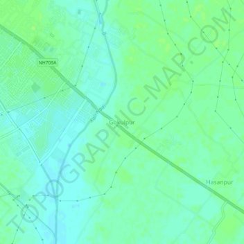 Carte topographique Gokulpur, altitude, relief