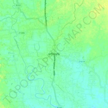 Carte topographique Fatikchhari, altitude, relief