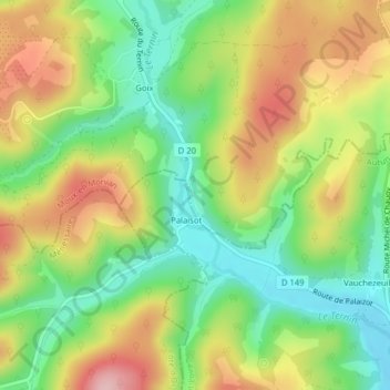 Carte topographique Palaizot, altitude, relief