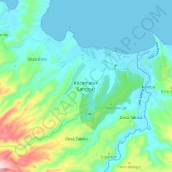 Carte topographique Kecamatan Sanggar, altitude, relief