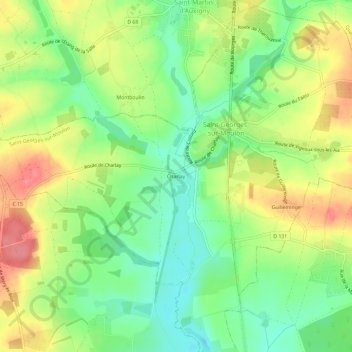 Carte topographique Charlay, altitude, relief