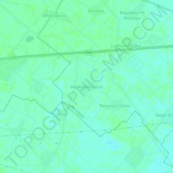 Carte topographique Milakhpallupura, altitude, relief