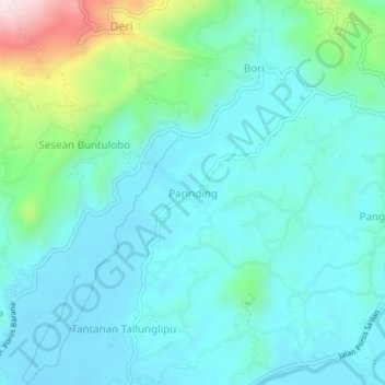 Carte topographique Parinding, altitude, relief