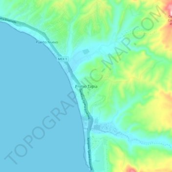 Carte topographique Primo Tapia, altitude, relief