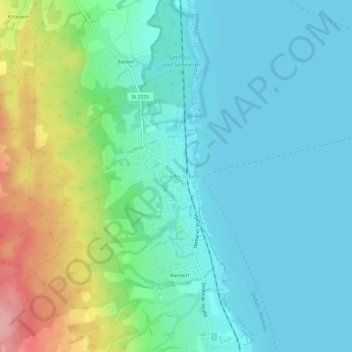 Carte topographique Riederau, altitude, relief