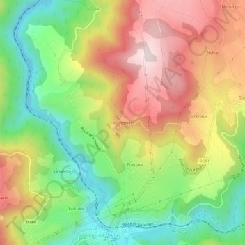 Carte topographique Rochegude, altitude, relief