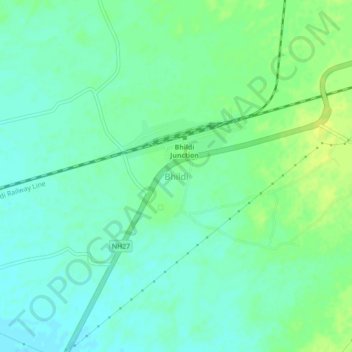 Carte topographique Bhildi, altitude, relief