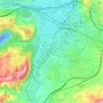 Carte topographique Campuzano, altitude, relief