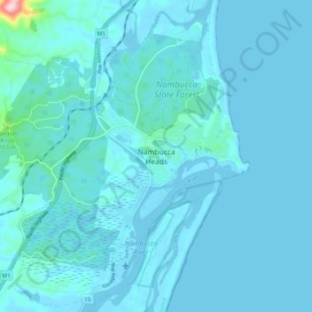 Carte topographique Nambucca Heads, altitude, relief