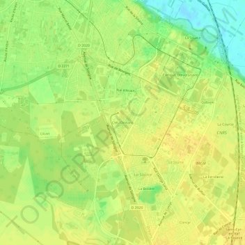 Carte topographique CHU Orléans, altitude, relief