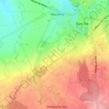 Carte topographique Bruille, altitude, relief