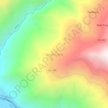 Carte topographique Quichirragra, altitude, relief