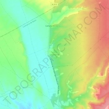 Carte topographique La Colonia, altitude, relief