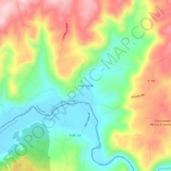 Carte topographique Colpi Norte, altitude, relief