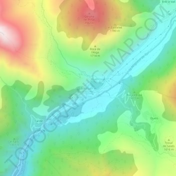 Carte topographique Barruera, altitude, relief