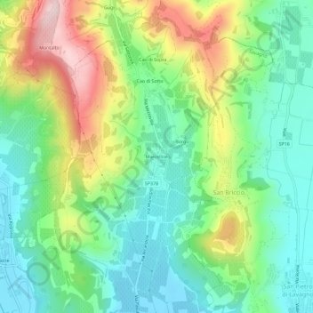 Carte topographique Marcellise, altitude, relief