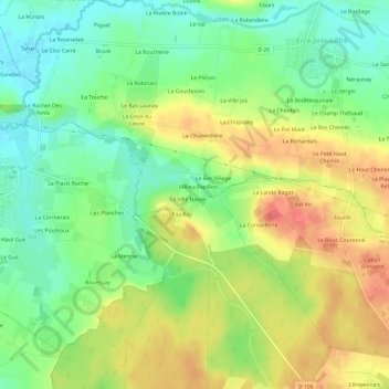 Carte topographique Papillon, altitude, relief