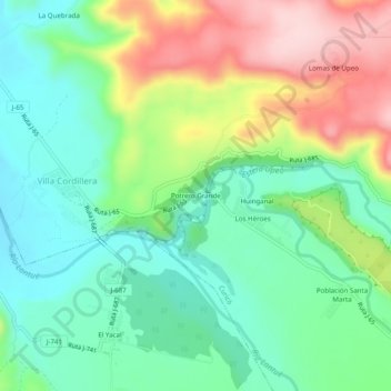 Carte topographique Potrero Grande, altitude, relief
