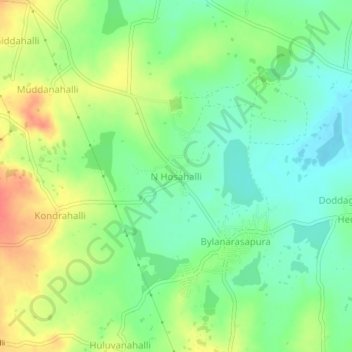 Carte topographique N Hosahalli, altitude, relief