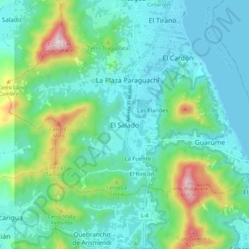 Carte topographique El Salado, altitude, relief