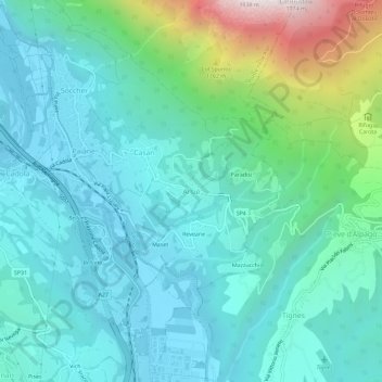 Carte topographique Arsié, altitude, relief