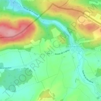 Carte topographique Champs Signeux, altitude, relief